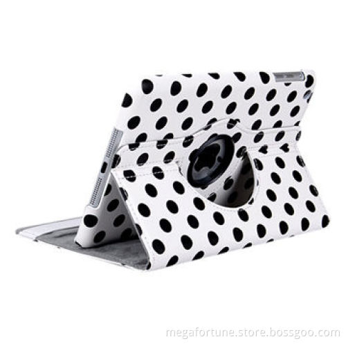 Polka dot pattern 360° rotate leather case for iPad mini 2, OEM/ODM are welcomed